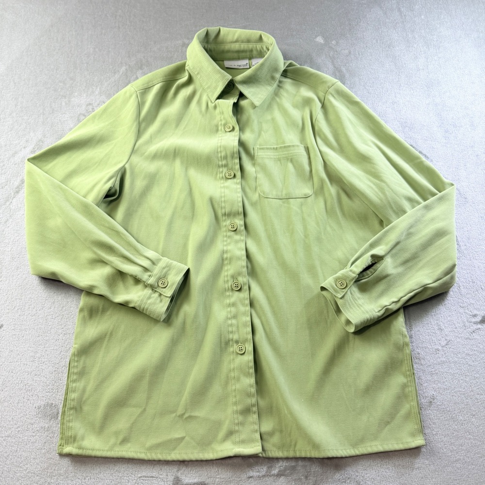 Croft & Barrow Stretch Green Button Down Long Sleeve Shirt Women's Medium